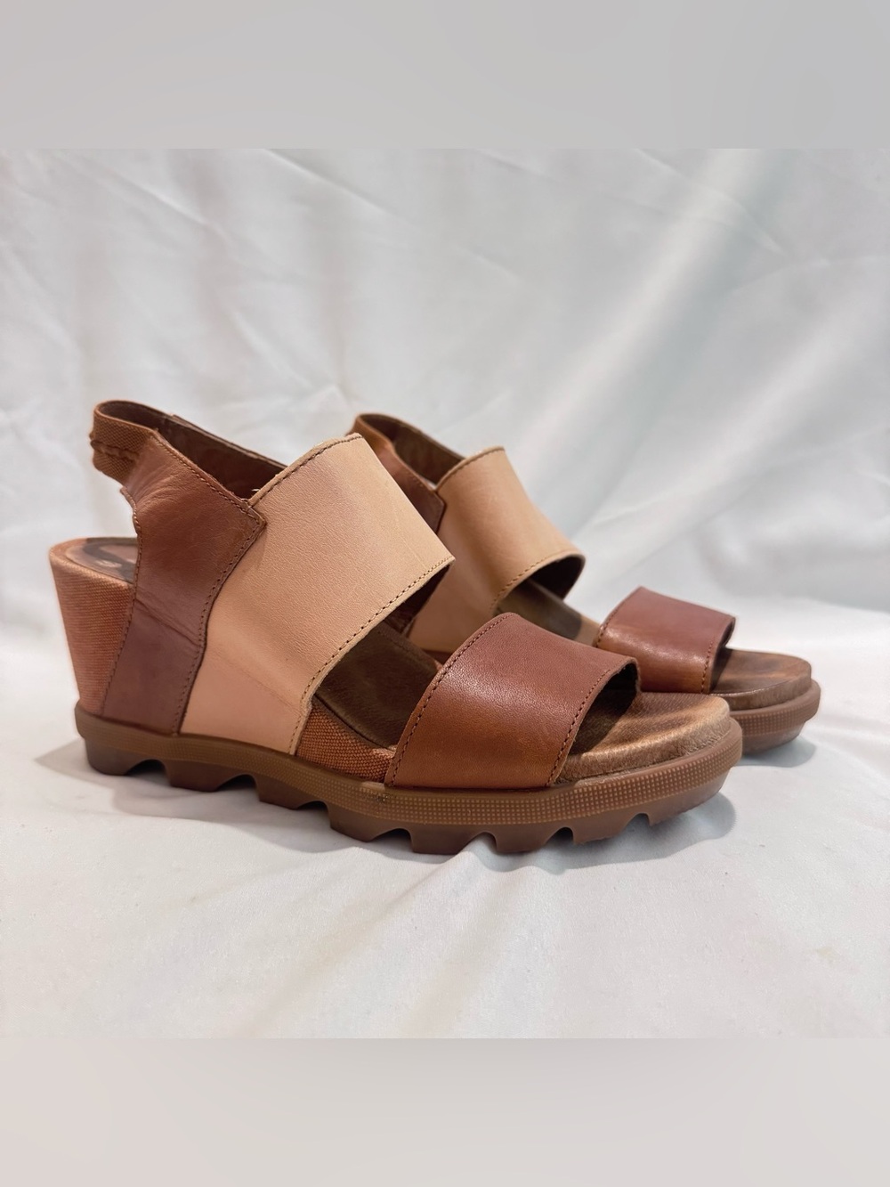 Sorrel Joanie II Slingback Wedge Sandal Women's 6 Leather Two Tone Heels Shoes